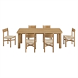 Alvia 7-Piece Oak Wood Extendable Dining Table and Chairs Set in Weathered Oak
