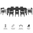 Alvia 9-Piece Oak Wood Extendable Dining Table and Chairs Set in Black
