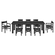 Alvia 9-Piece Oak Wood Extendable Dining Table and Chairs Set in Black