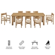 Alvia 9-Piece Oak Wood Extendable Dining Table and Chairs Set in Weathered Oak