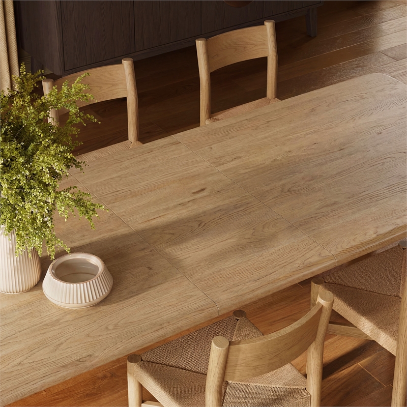 Alvia 9-Piece Oak Wood Extendable Dining Table and Chairs Set in Weathered Oak