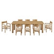 Alvia 9-Piece Oak Wood Extendable Dining Table and Chairs Set in Weathered Oak