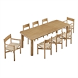 Alvia 9-Piece Oak Wood Extendable Dining Table and Chairs Set in Weathered Oak