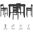 Alvia 5-Piece Rectangular Wood Bar Table With Bar Stools Set in Black