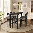 Alvia 5-Piece Rectangular Wood Bar Table With Bar Stools Set in Black