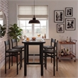 Alvia 5-Piece Rectangular Wood Bar Table With Bar Stools Set in Black