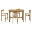 Alvia 5-Piece Rectangular Wood Bar Table With Bar Stools Set in Weathered Oak