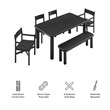 Alvia 6-Piece Oak Wood Dining Table and Seating Set in Black