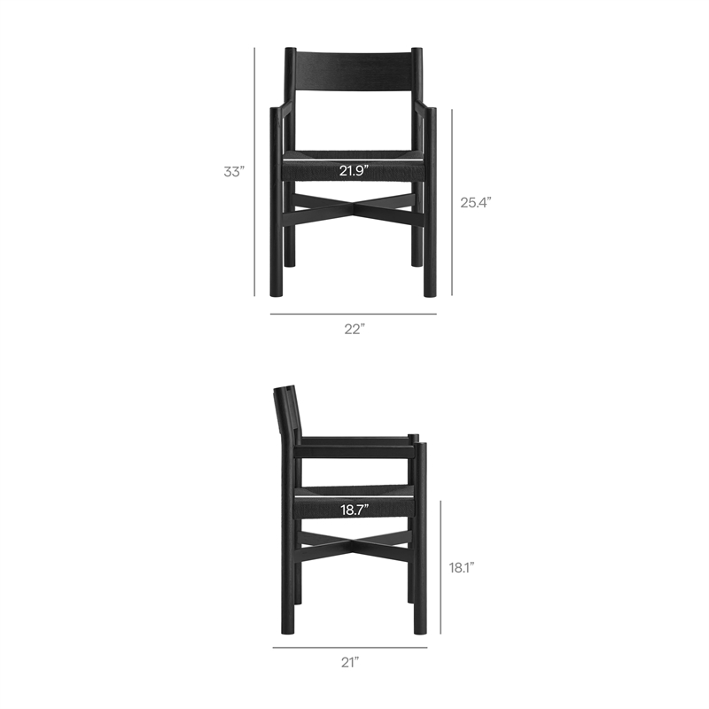 Alvia 6-Piece Oak Wood Dining Table and Seating Set in Black