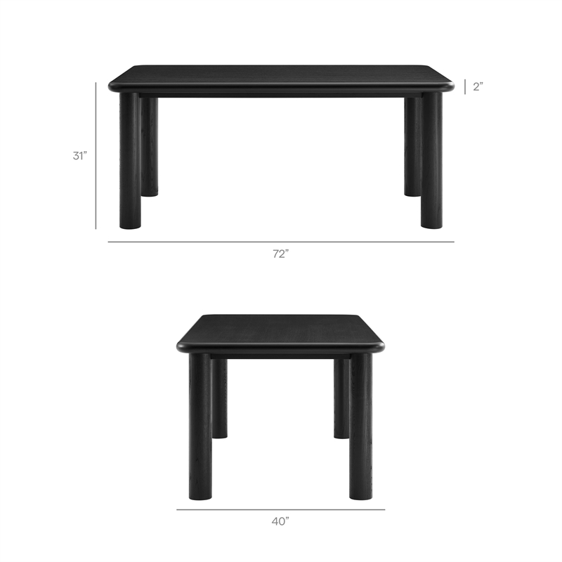 Alvia 6-Piece Oak Wood Dining Table and Seating Set in Black