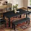 Alvia 6-Piece Oak Wood Dining Table and Seating Set in Black