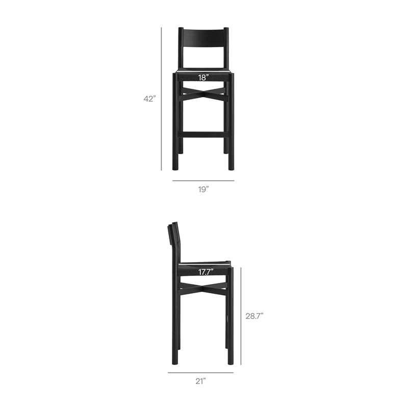 Alvia 3-Piece Round Oak Wood Bar Table With Bar Stools Set in Black