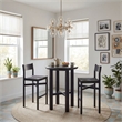 Alvia 3-Piece Round Oak Wood Bar Table With Bar Stools Set in Black