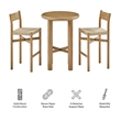 Alvia 3-Piece Round Oak Wood Bar Table With Bar Stools Set in Weathered Oak