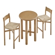 Alvia 3-Piece Round Oak Wood Bar Table With Bar Stools Set in Weathered Oak