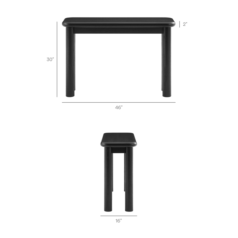 Alvia Wood Console Table in Black