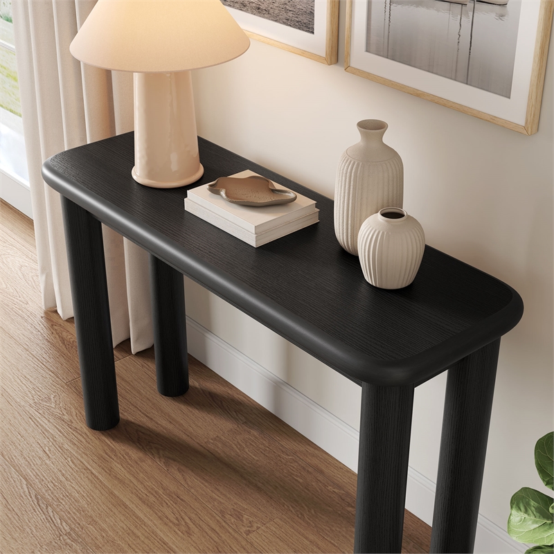 Alvia Wood Console Table in Black