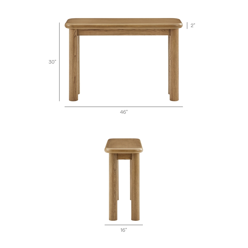Alvia Oak Wood Console Table in Weathered Oak