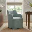 Cordelle Linen Blend Swivel Dining Chair in Spa Blue Stripe