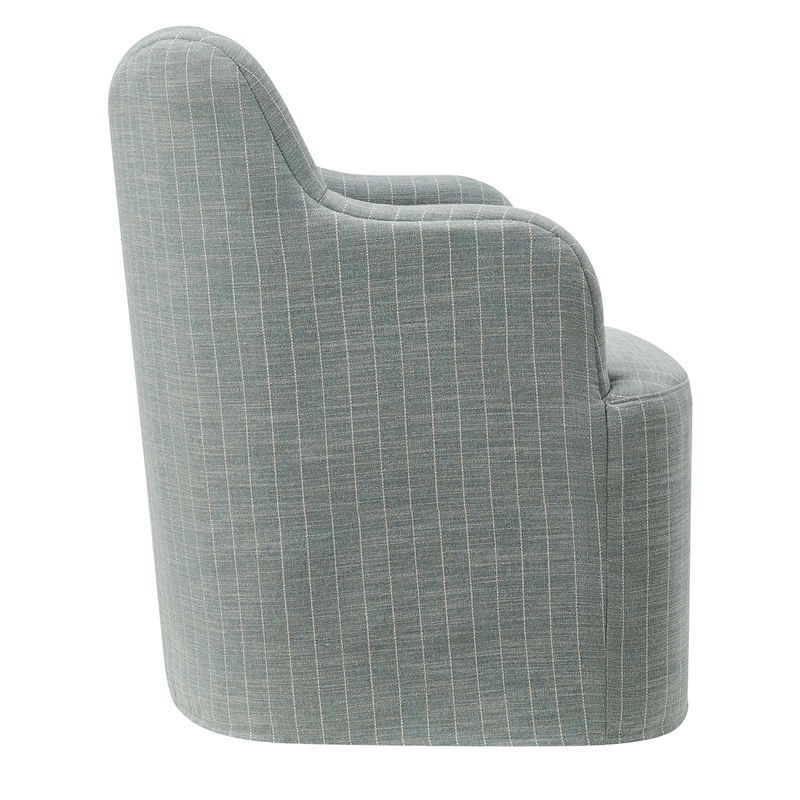 Cordelle Linen Blend Swivel Dining Chair in Spa Blue Stripe