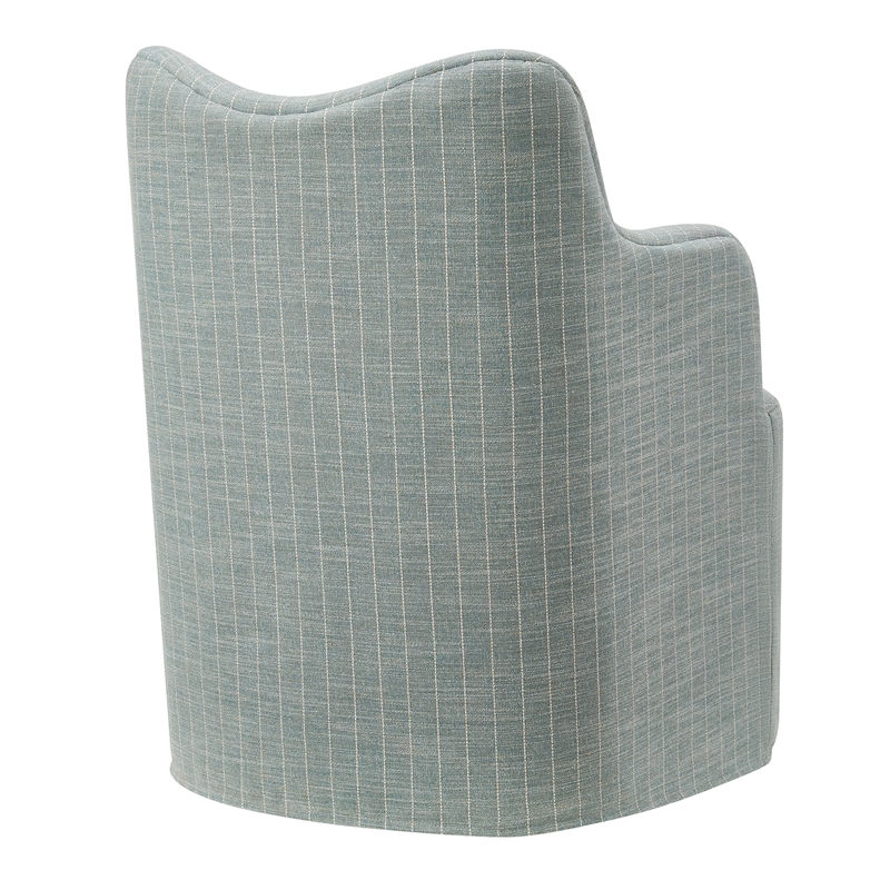Cordelle Linen Blend Swivel Dining Chair in Spa Blue Stripe