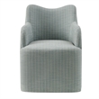 Cordelle Linen Blend Swivel Dining Chair in Spa Blue Stripe