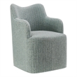 Cordelle Linen Blend Swivel Dining Chair in Spa Blue Stripe
