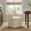 Cordelle Linen Blend Swivel Dining Chair in Oatmeal Stripe