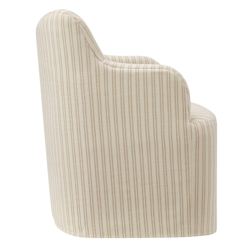Cordelle Linen Blend Swivel Dining Chair in Oatmeal Stripe