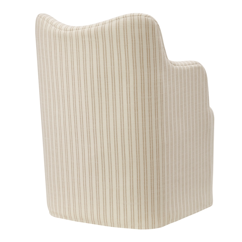 Cordelle Linen Blend Swivel Dining Chair in Oatmeal Stripe
