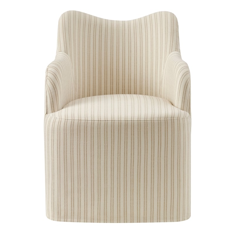 Cordelle Linen Blend Swivel Dining Chair in Oatmeal Stripe