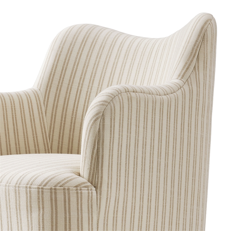 Cordelle Linen Blend Swivel Dining Chair in Oatmeal Stripe