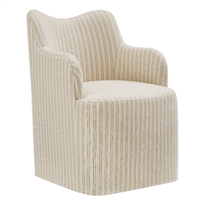 Cordelle Linen Blend Swivel Dining Chair in Oatmeal Stripe
