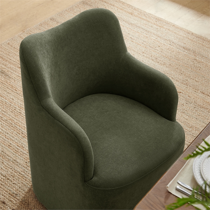 Cordelle Linen Blend Swivel Dining Chair in Sage