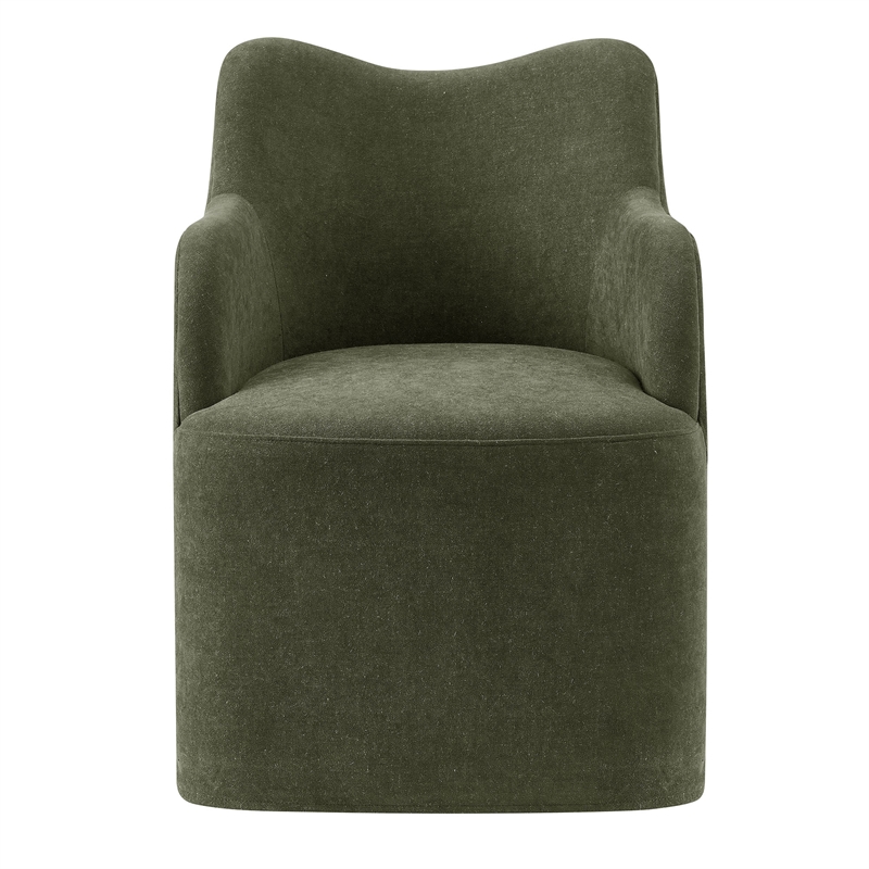 Cordelle Linen Blend Swivel Dining Chair in Sage