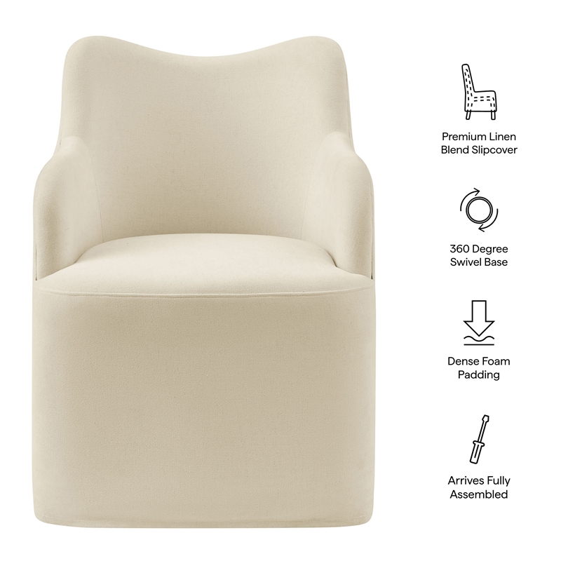 Cordelle Linen Blend Swivel Dining Chair in Linen