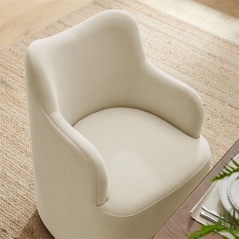 Cordelle Linen Blend Swivel Dining Chair in Linen