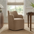 Cordelle Linen Blend Swivel Dining Chair in Almond