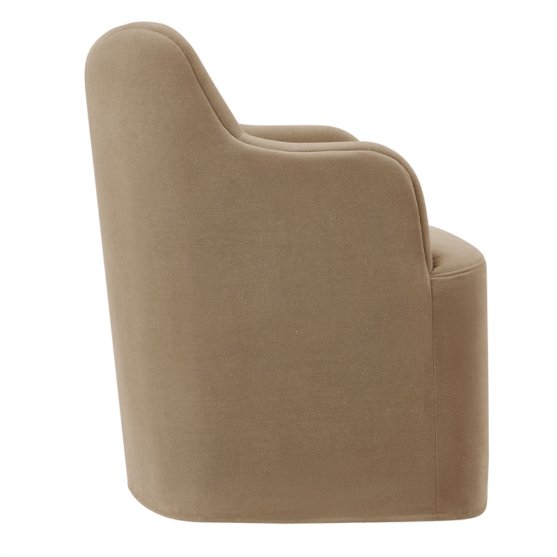 Cordelle Linen Blend Swivel Dining Chair in Almond