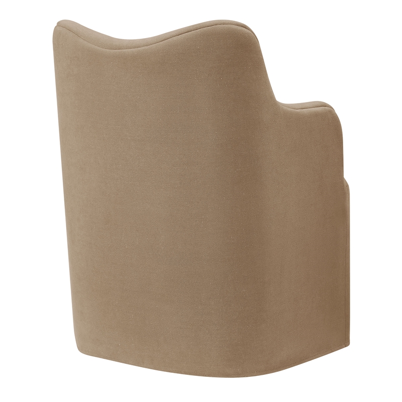 Cordelle Linen Blend Swivel Dining Chair in Almond