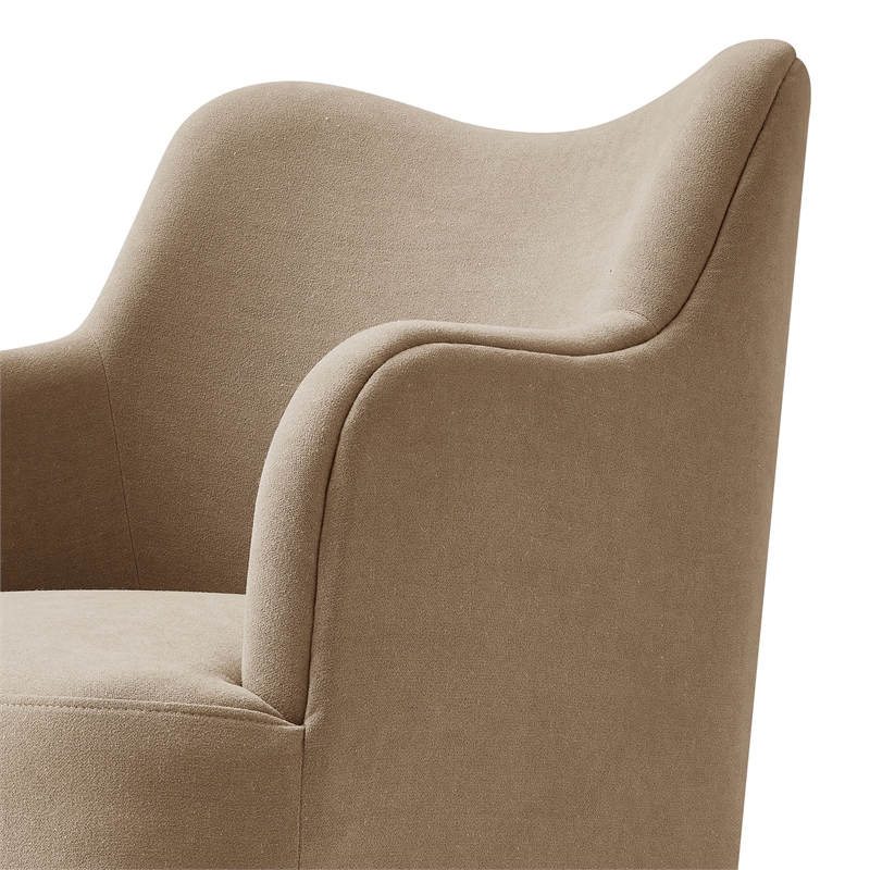 Cordelle Linen Blend Swivel Dining Chair in Almond