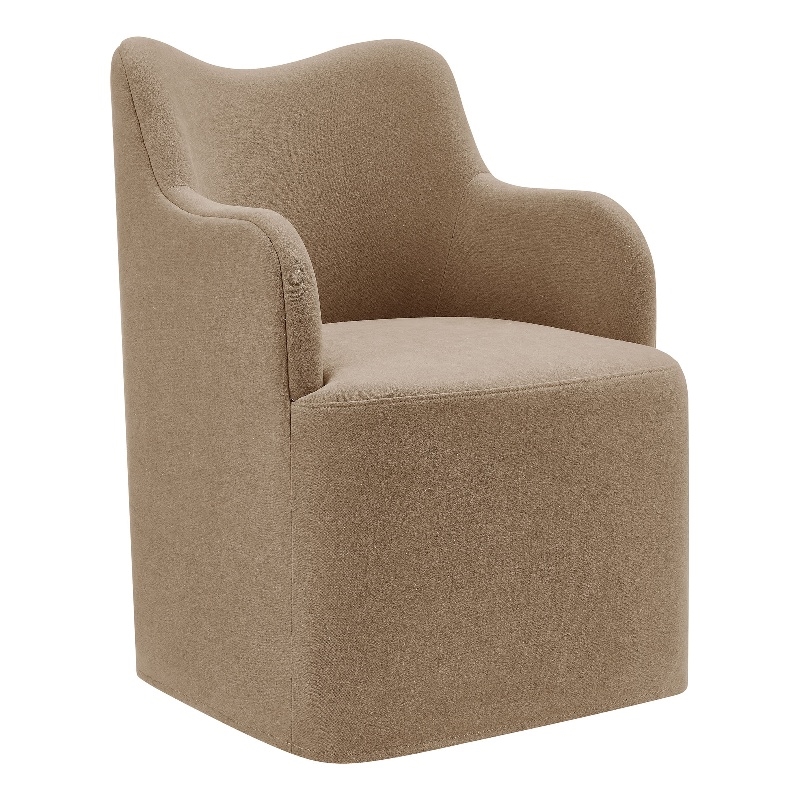 Cordelle Linen Blend Swivel Dining Chair in Almond