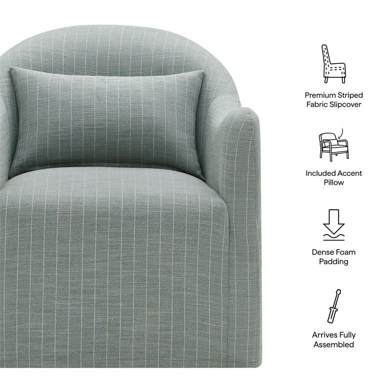 Bardot Striped Accent Chair in Spa Blue Stripe