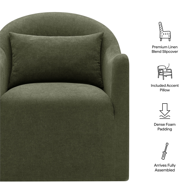 Bardot Slipcovered Linen Blend Accent Chair in Sage