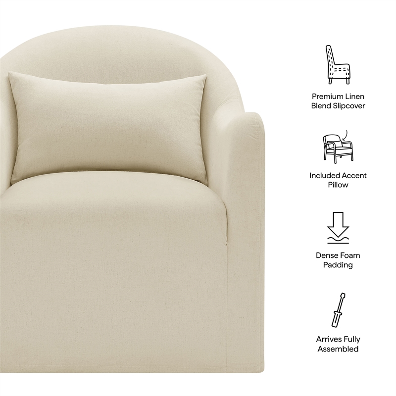 Bardot Slipcovered Linen Blend Accent Chair in Linen