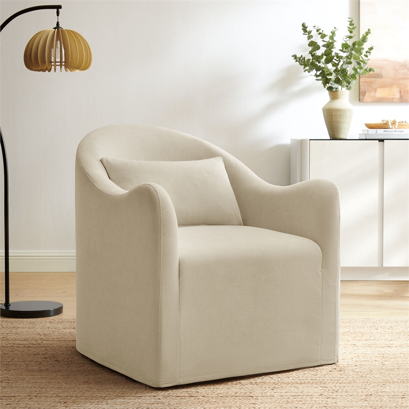 Bardot Slipcovered Linen Blend Accent Chair in Linen