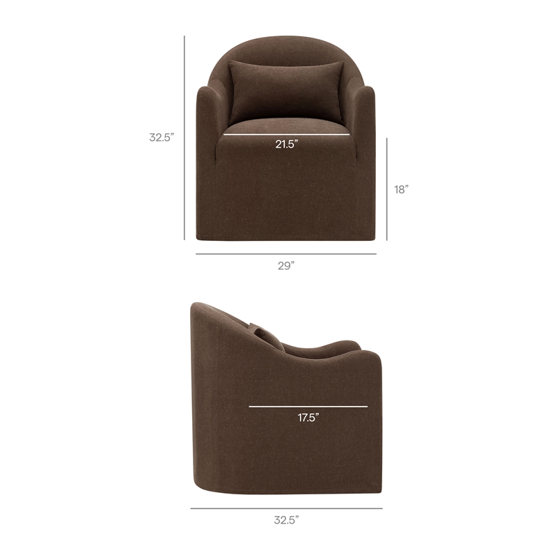 Bardot Slipcovered Linen Blend Accent Chair in Cocoa