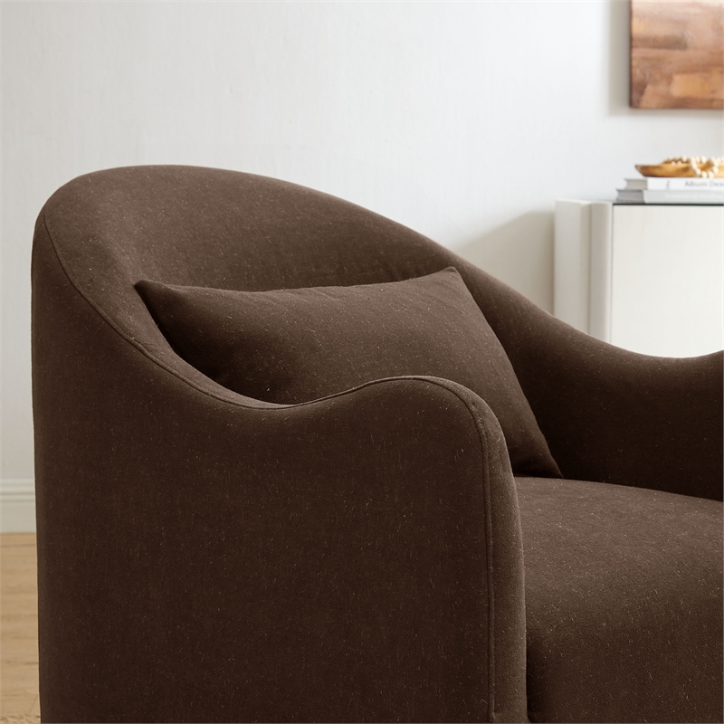 Bardot Slipcovered Linen Blend Accent Chair in Cocoa