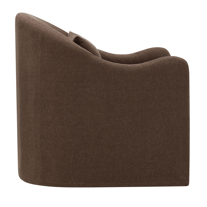 Bardot Slipcovered Linen Blend Accent Chair in Cocoa