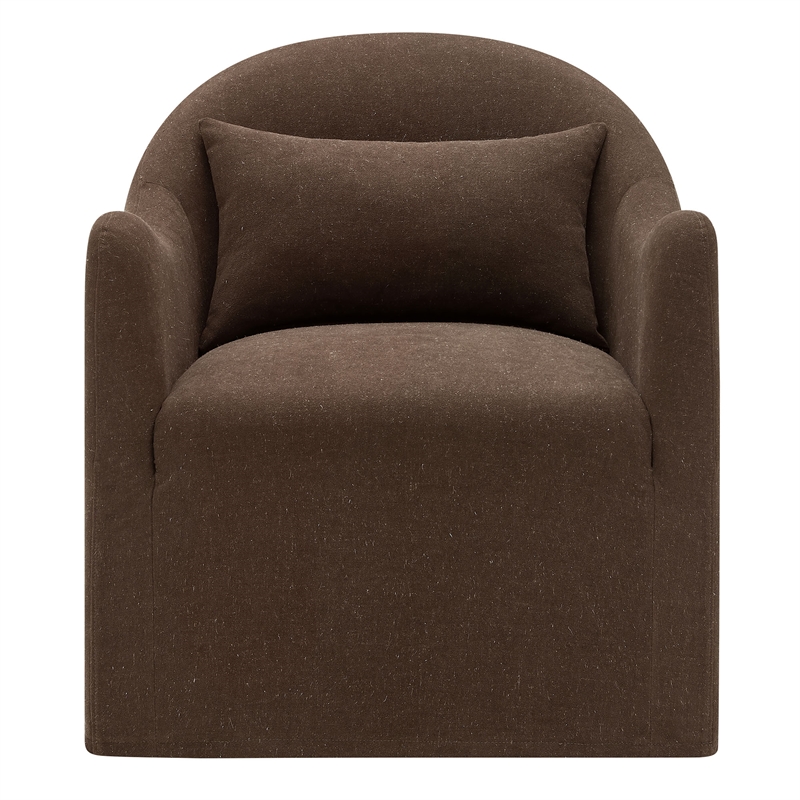 Bardot Slipcovered Linen Blend Accent Chair in Cocoa